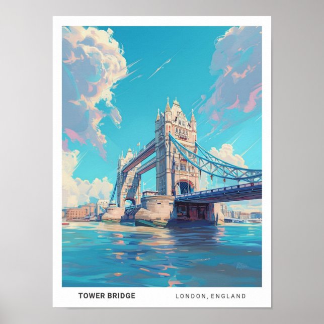 Blå himmel i Torn Bridge London England Travel Poster (Framsidan)