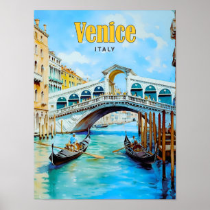 Blå himmel i Venedig Italien Vintage resor Poster