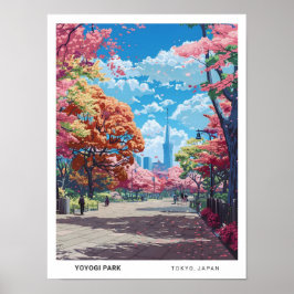Blå himmel i Yoyogi Park Tokyo Japan Travel Poster