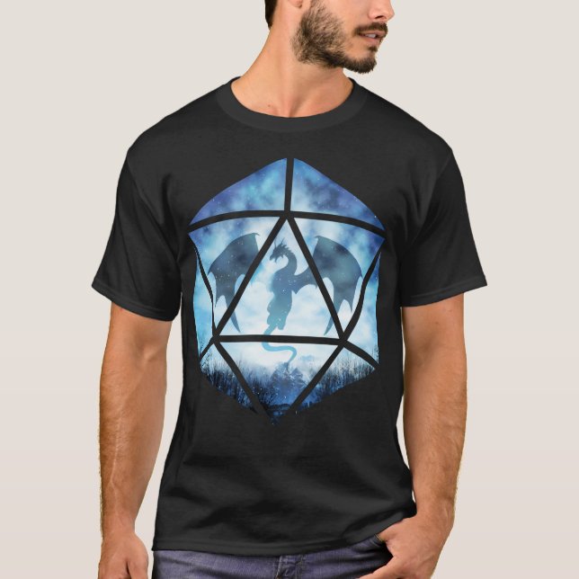 Blå himmel Isdrake D20 T Shirt (Framsida)