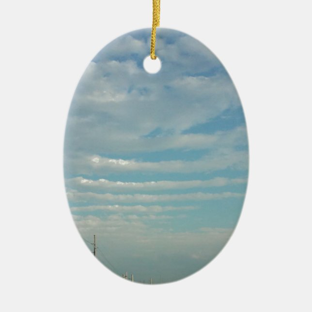 blå himmel krusiga moln julgransprydnad keramik (Framsidan)