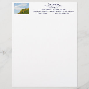Blå himmel Letterhead Hillside Meadow Poppies Brevhuvud