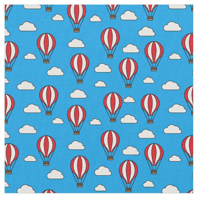 blå himmel Luftballong Mönster Tyg (Närbild)