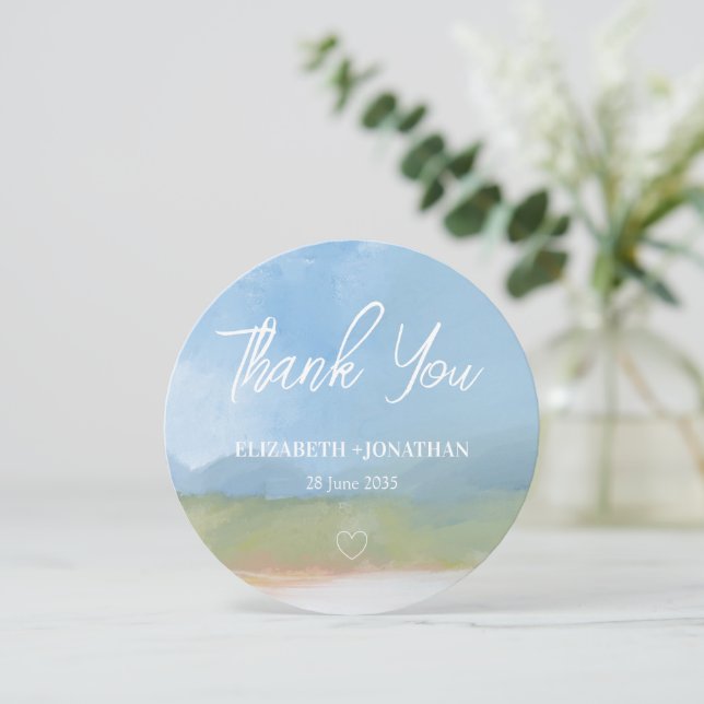 Blå himmel målat liggande Bröllop Tack (Stående Fram)