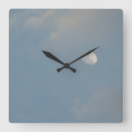 Blå himmel månen väggklocka