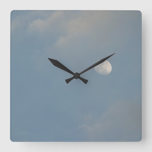 Blå himmel månen väggklocka (Framsida)