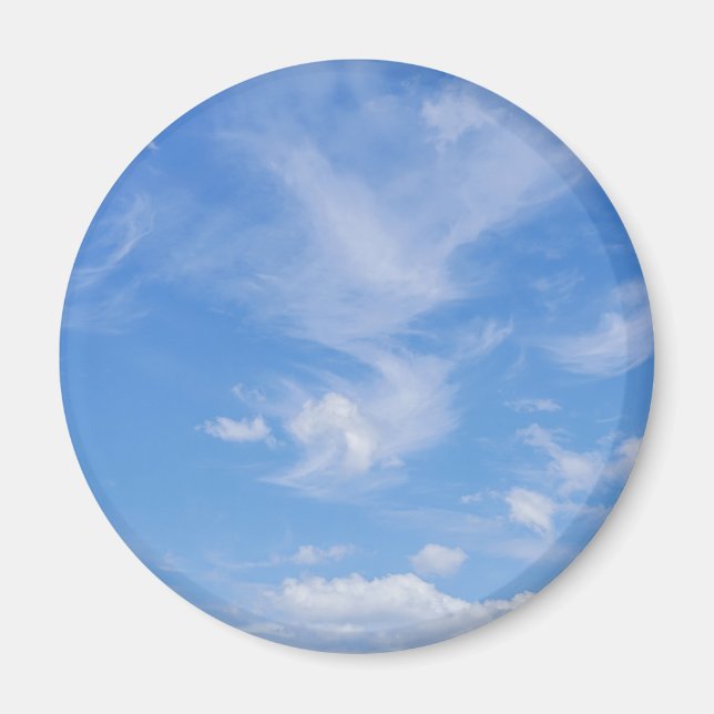 Blå himmel med avfallsmoln magnet (Framsidan)