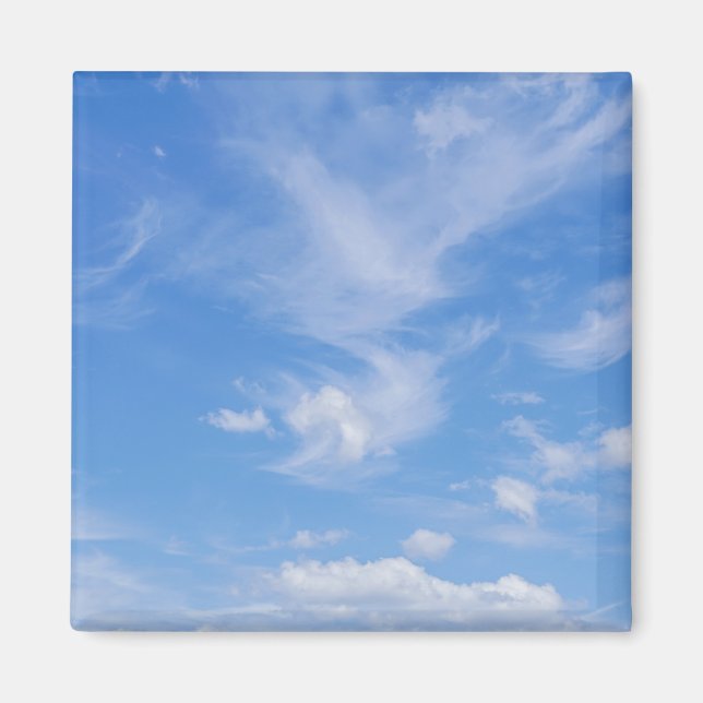 Blå himmel med avfallsmoln magnet (Framsidan)
