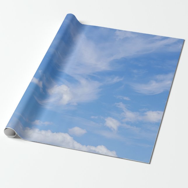 Blå himmel med avfallsmoln presentpapper (Utrullad)