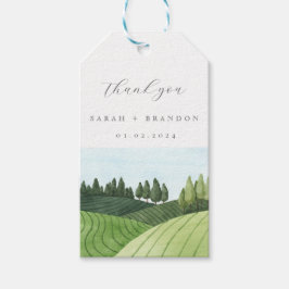 Blå himmel med Fält bröllop Tack för Märkrna Presentetikett