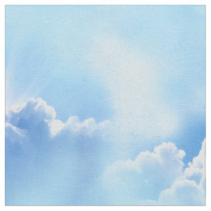 Blå himmel med Fluffy Clouds Repeat Tyg