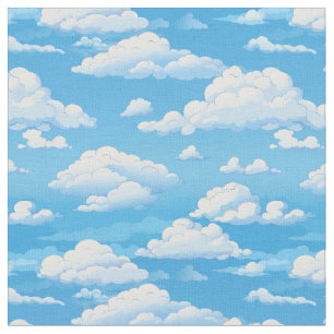 blå himmel med fluffy clouds tecknad tyg