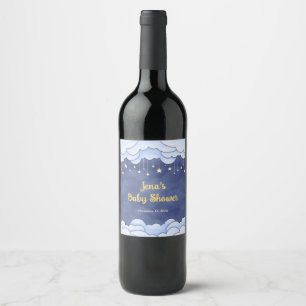 Blå himmel med Haning Stars - Vin-etikett Vinflaska Etikett