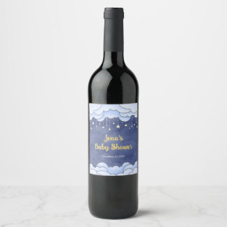 Blå himmel med Haning Stars - Vin-etikett Vinflaska Etikett