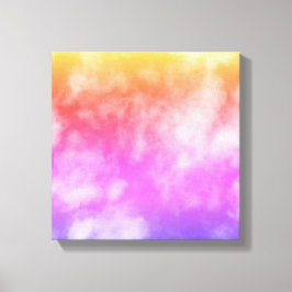 Blå himmel med moln i Lila Orange Gult Photo Canvastryck