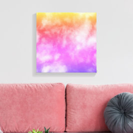Blå himmel med moln i Lila Orange Gult Photo Canvastryck