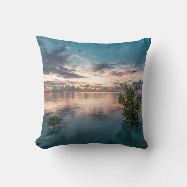 blå himmel med rött moln och mörk reflekterade på  kudde (Framsida)