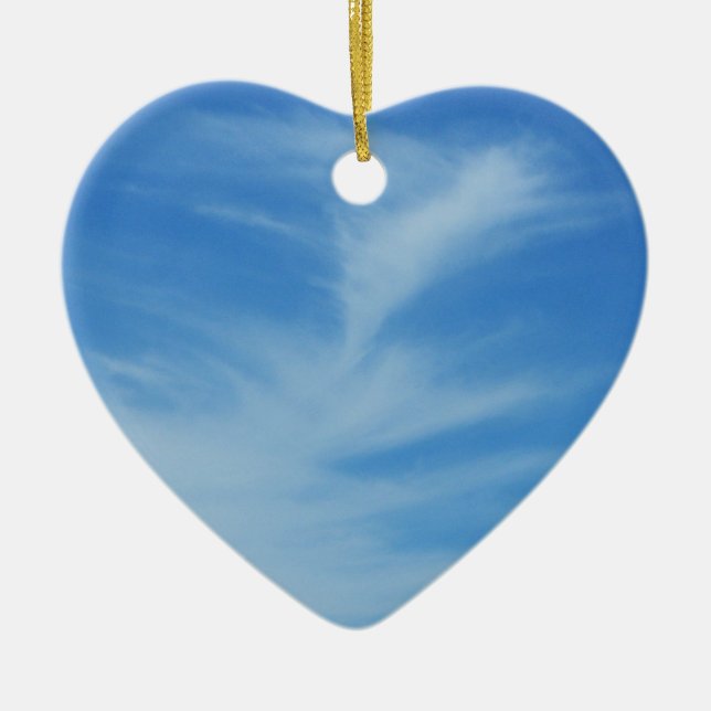 Blå himmel med White Clouds Abstrakt Natature Phot Julgransprydnad Keramik (Framsidan)