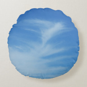 Blå himmel med White Clouds Abstrakt Natature Phot Rund Kudde