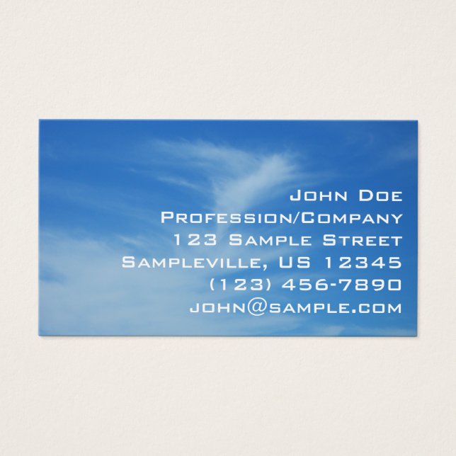 Blå himmel med White Clouds Abstrakt Natature Phot Visitkort (Framsidan)