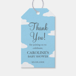 Blå himmel moln baby shower inbjudan tack  presentetikett