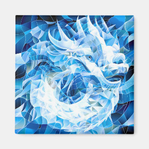 Blå himmel Mosaic Dragon Magnet