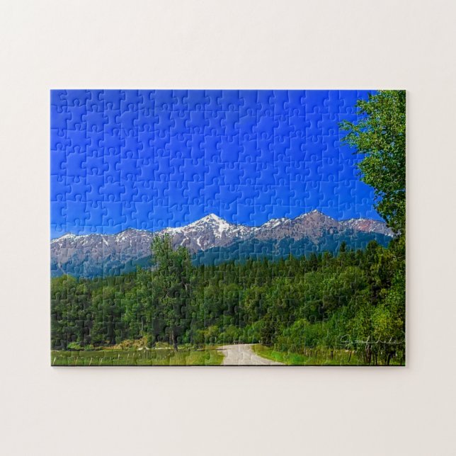 Blå himmel Mountain Pussel (Horisontell)