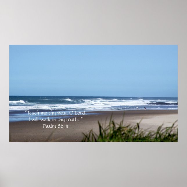 Blå himmel och Beach Skriv ut med skriptverse Poster (Framsidan)