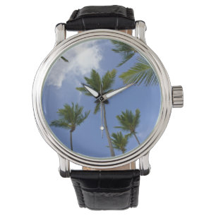 Blå himmel och Handflatan Träd Armbandsur