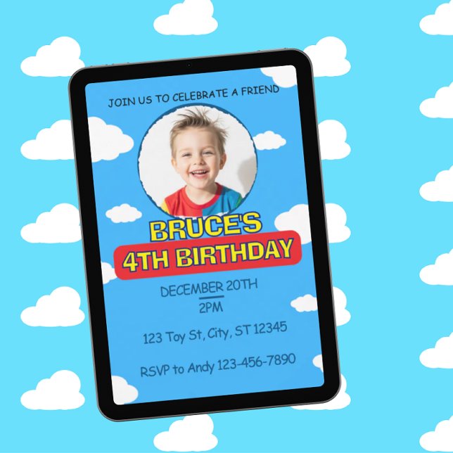Blå himmel och moln vän födelsedag inbjudningar (Skapare uppladdad)