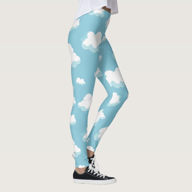Blå himmel och molnen Mönster Leggings (Höger)