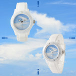 Blå himmel och Swirling Cloud Armbandsur<br><div class="desc">Ett snurrande vitt moln i blå himmel är en läglig påminnelse om att Himlen gränsar till. Den här bilden är ett originalfoto av JLW_PHOTOGRAPHY.</div>