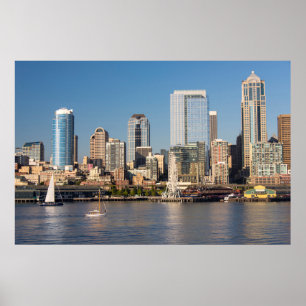 Blå himmel över Elliott Bay-stranden Poster