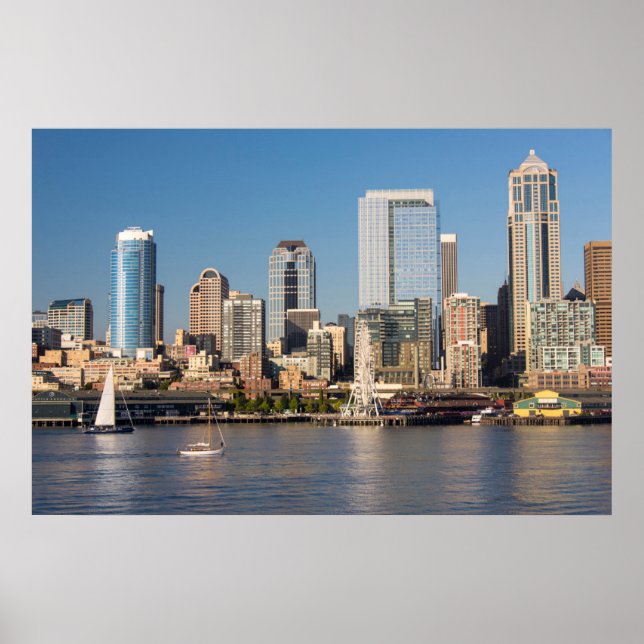 Blå himmel över Elliott Bay-stranden Poster (Framsidan)
