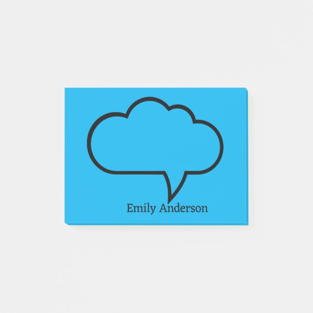 Blå himmel Personlig Namn Talk Bubble Post-it Block (Framsida)