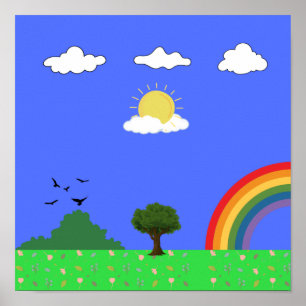 Blå himmel regnbåge poster
