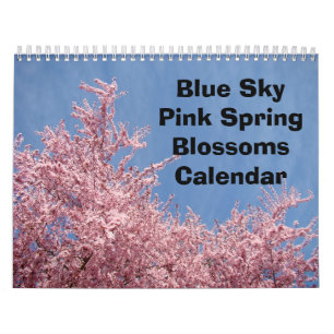 Blå himmel Rosa vårkalender Natur Träd Blommor Kalender