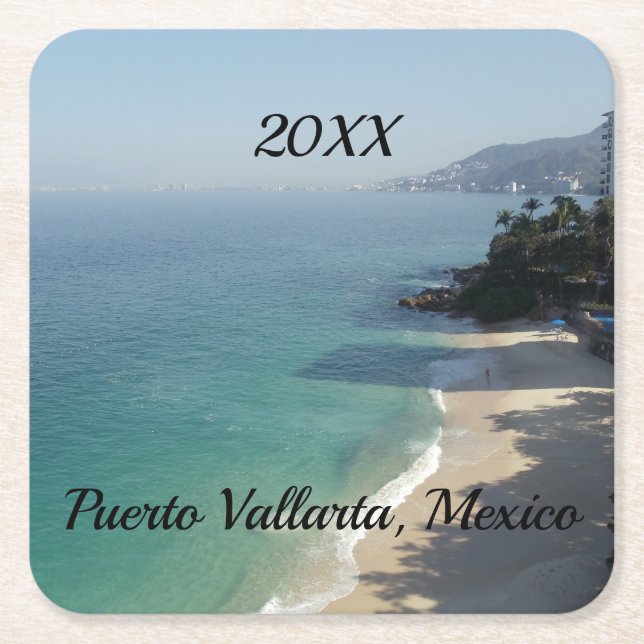 blå himmel sandstrand och hav underlägg papper kvadrat (Framsidan)