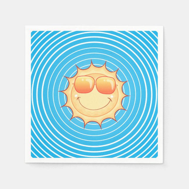 Blå himmel Smiling Sol Pappersservett (Framsidan)