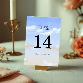 Blå himmel Sommar Beach Wedding Bordsnummer