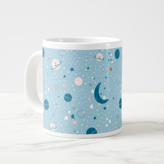Blå himmel & Space Mönster Jumbo Mugg (Framsida vänster)