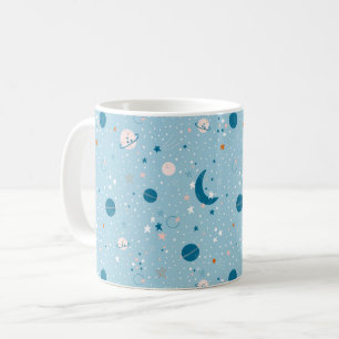 Blå himmel & Space Mönster Kaffemugg