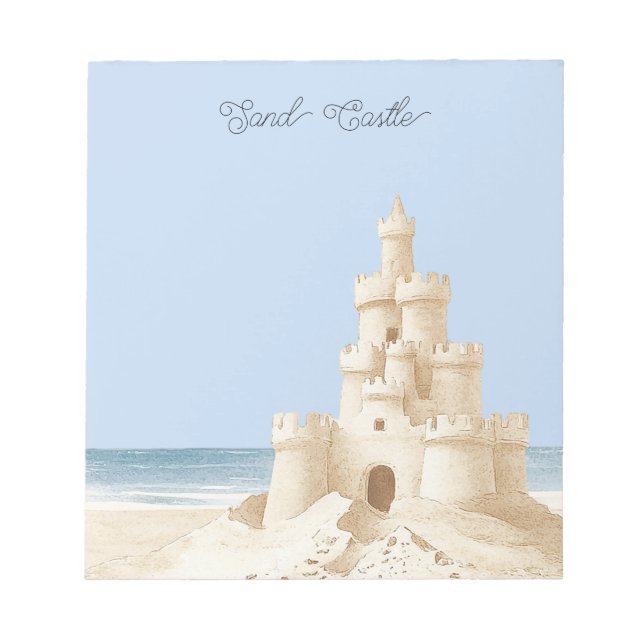 Blå himmel strand kräm sand slott anteckningsblock (Framsida)