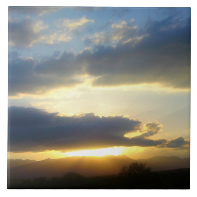 Blå himmel Sunset Tile Kakelplatta (Framsidan)