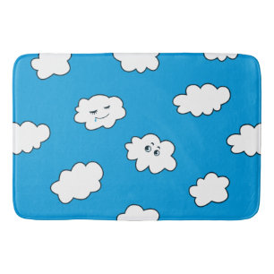 Blå himmel Tecknad Funny Clouds Badrumsmatta