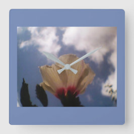 Blå himmel Vit ros Fyrkantig Klocka