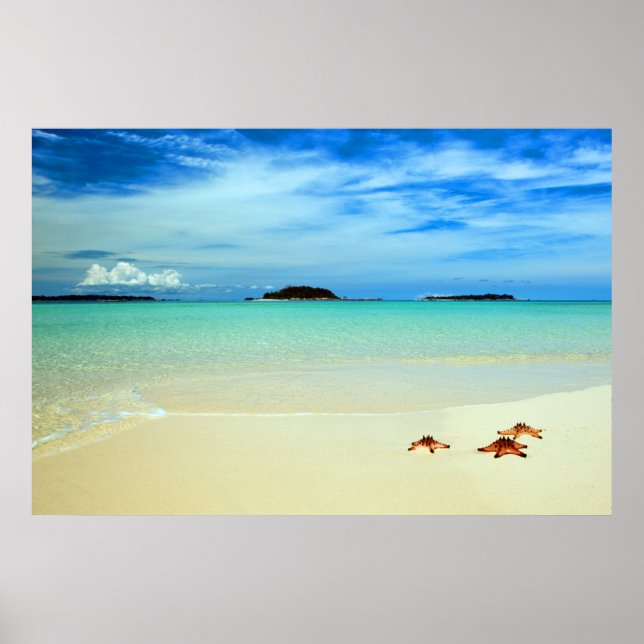 Blå himmel, vit sand och stjärtfiskar | Belitung Poster (Framsidan)