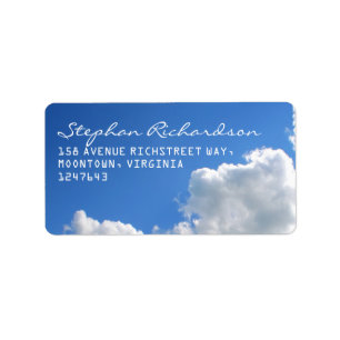 blå himmel vita moln adressetiketter