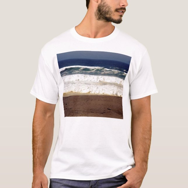 Blå himmel vitvågar, brun Sand Tee Shirt (Framsida)