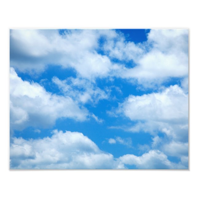 Blå himmel White Clouds Himmelska Himlar Bakgrund Fototryck (Framsidan)